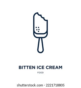 bitten ice cream icon from food collection. Thin linear bitten ice cream, food, cone outline icon isolated on white background. Line vector bitten ice cream sign, symbol for web and mobile