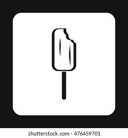 Bitten ice cream icon in simple style isolated on white background. Sweets symbol