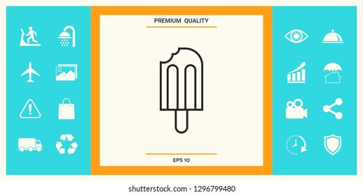 Bitten ice cream on a stick icon