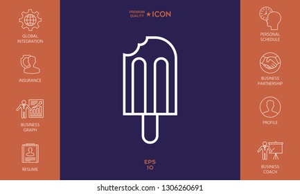 Bitten ice cream on a stick icon