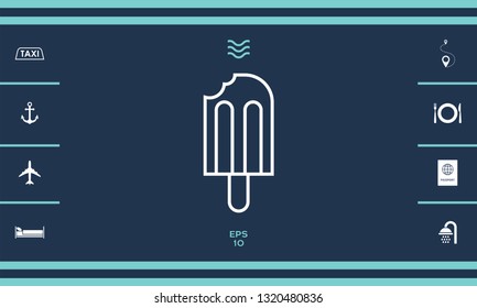 Bitten ice cream on a stick icon