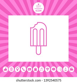 Bitten ice cream on a stick icon. Graphic elements for your designt