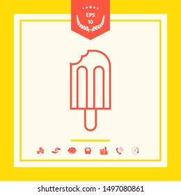 Bitten ice cream on a stick icon