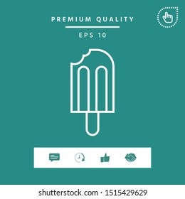 Bitten ice cream on a stick icon