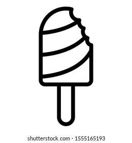 Bitten ice cream on a stick icon. Outline bitten ice cream on a stick vector icon for web design isolated on white background