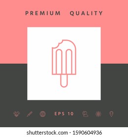 Bitten ice cream on a stick icon