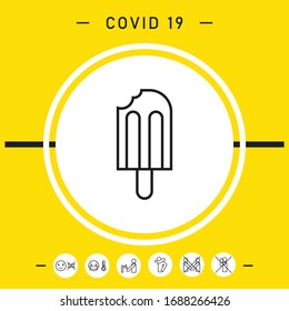 Bitten ice cream on a stick icon