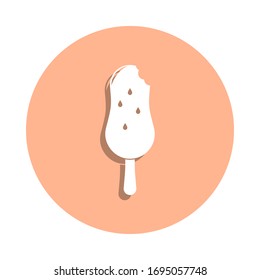 Bitten ice cream on a stick badge icon. Simple glyph, flat vector of beach holidays icons for ui and ux, website or mobile application