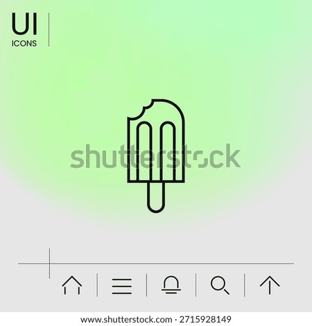 Bitten ice cream on a stick icon. Graphic elements for your designt