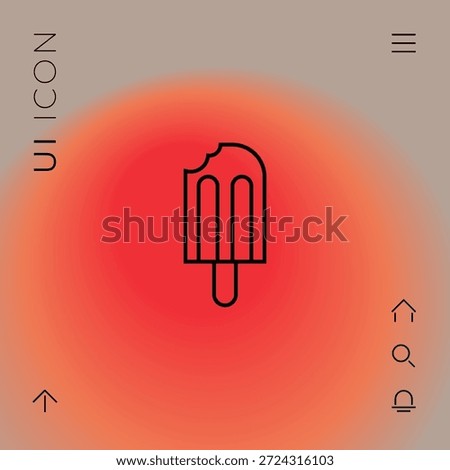 Bitten ice cream on a stick icon. Graphic elements for your designt