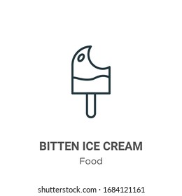 Bitten ice cream outline vector icon. Thin line black bitten ice cream icon, flat vector simple element illustration from editable food concept isolated stroke on white background