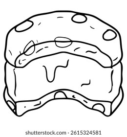 bitten ice cream sandwich illustration hand drawn outline vector