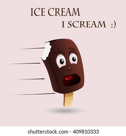 bitten ice cream - vector illustration.