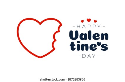 Bitten love valentine day card. Vector Bite Heart, Red Color, Isolated on White Background vector Illustration