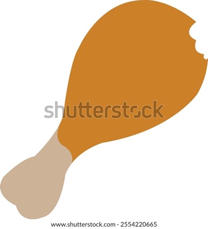 Bitten meat with bone,  fried chicken leg, bone bitten off