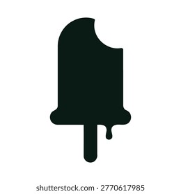 Bitten Melting Popsicle Ice Cream Silhouette Icon