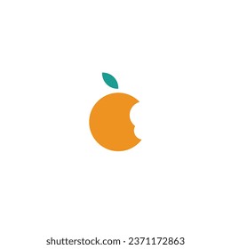 Bitten orange fruit logo, can be used as a farm or fruit shop logo