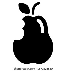 Bitten pear icon isolated on white background. Black pear symbol for your design. Vector illustration.