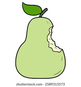 bitten pear illustration hand drawn isolated vector