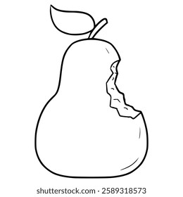 bitten pear illustration hand drawn outline vector