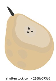 Bitten pear vector isolated on white background.