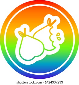 bitten pears circular icon with rainbow gradient finish