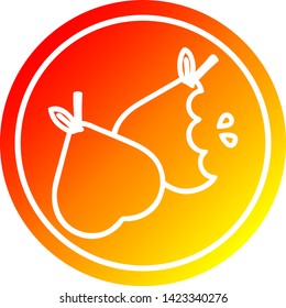 bitten pears circular icon with warm gradient finish