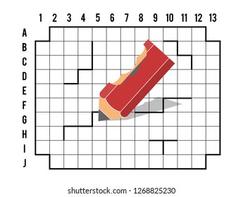 Bitten pencils and crossword, concept nervous and stress, vector illustration