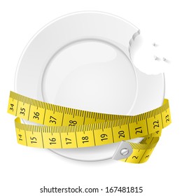 Bitterplatte mit Messband.Ernährungskonzept.