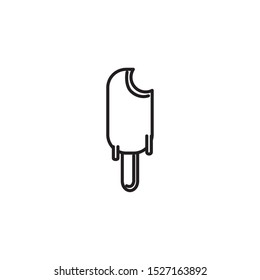 bitten popsicle ice cream summer icon line illustration design