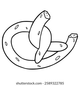 bitten pretzel illustration hand drawn outline vector