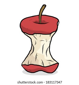 bitten red apple / cartoon vector and illustration, hand drawn style, isolated on white background.