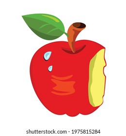 bitten red apple fruit on white background vector design