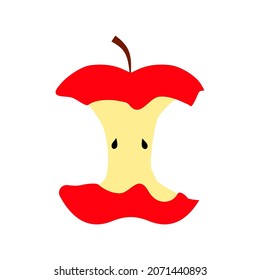 Bitten red apple icon. Cartoon style. Without leaf. Fruit background. Natural food. Vector illustration. Stock image.