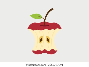 Manzana roja mordida sobre un fondo blanco