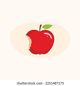 manzana roja mordida. Ilustración vectorial.