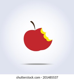 bitten red one apple icon in vector