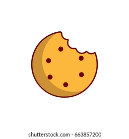 Bitten round cookie icon. Cartoon illustration of bitten round cookie vector icon for web