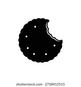 Diseño plano de Vector de icono de silueta de galleta redonda mordida.