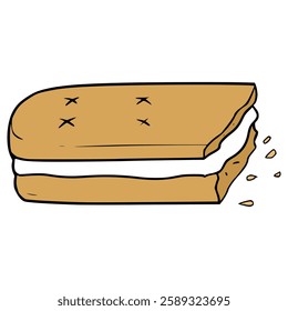 bitten sandwich biscuit illustration hand drawn isolated vector