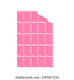 bitten strawberry flavored chocolate bar,vector illustration