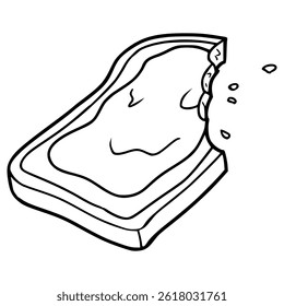 bitten toast illustration hand drawn outline vector