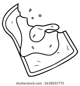 bitten toast illustration hand drawn outline vector