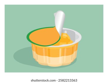 Bitten two flavored jelly cup cake. Simple flat illustration.