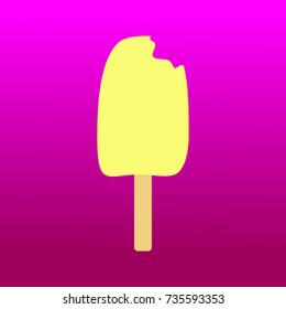 Bitten vanilla flavored ice cream. Vector illustration.
