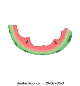 bitten watermelon fruit isolated icon