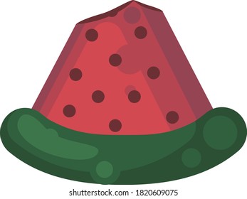 Bitten watermelon, illustration, vector on white background