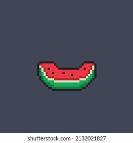 bitten watermelon in pixel style