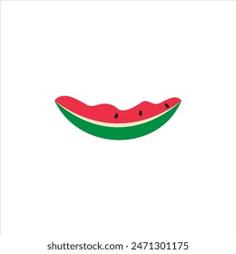 Bitten watermelon slice vector illustration on white background