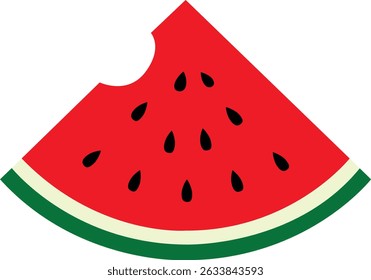 Bitten watermelon slice vector illustration isolated on transparent background